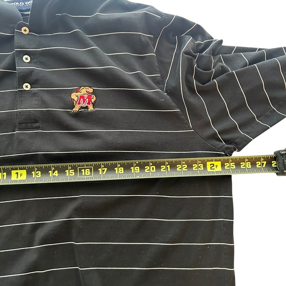 Polo Golf Ralph Lauren Maryland Terrapins Polo Mens XL Black Striped Pima Cotton - Picture 5 of 7
